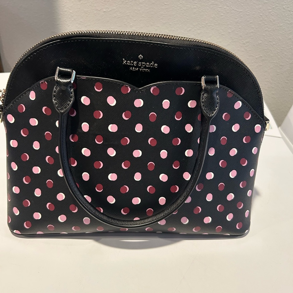 kate spade Black Satchel with Pink and Light Pink Polka Dots